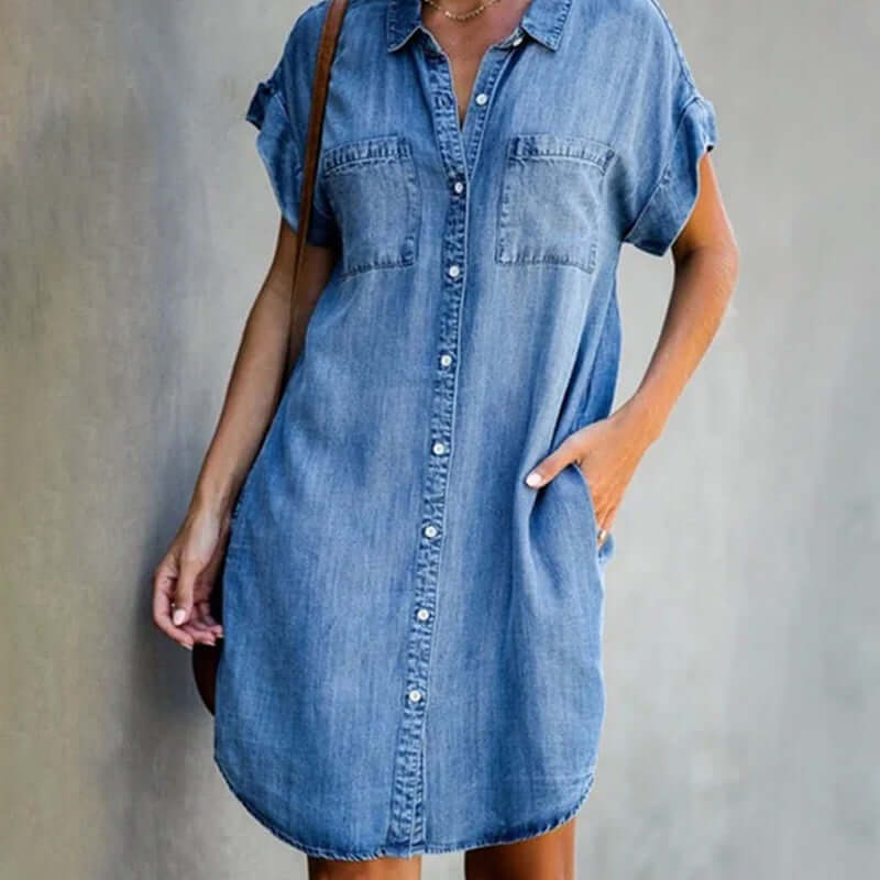 Valerie™ | Elegant Denim Dress with Tummy Coverage