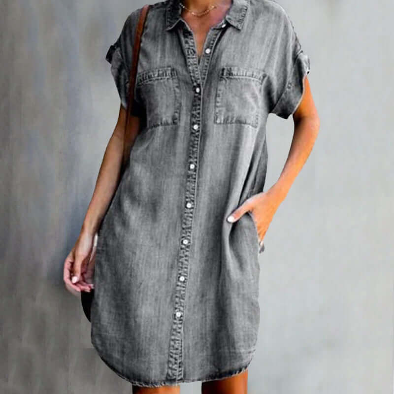 Valerie™ | Elegant Denim Dress with Tummy Coverage