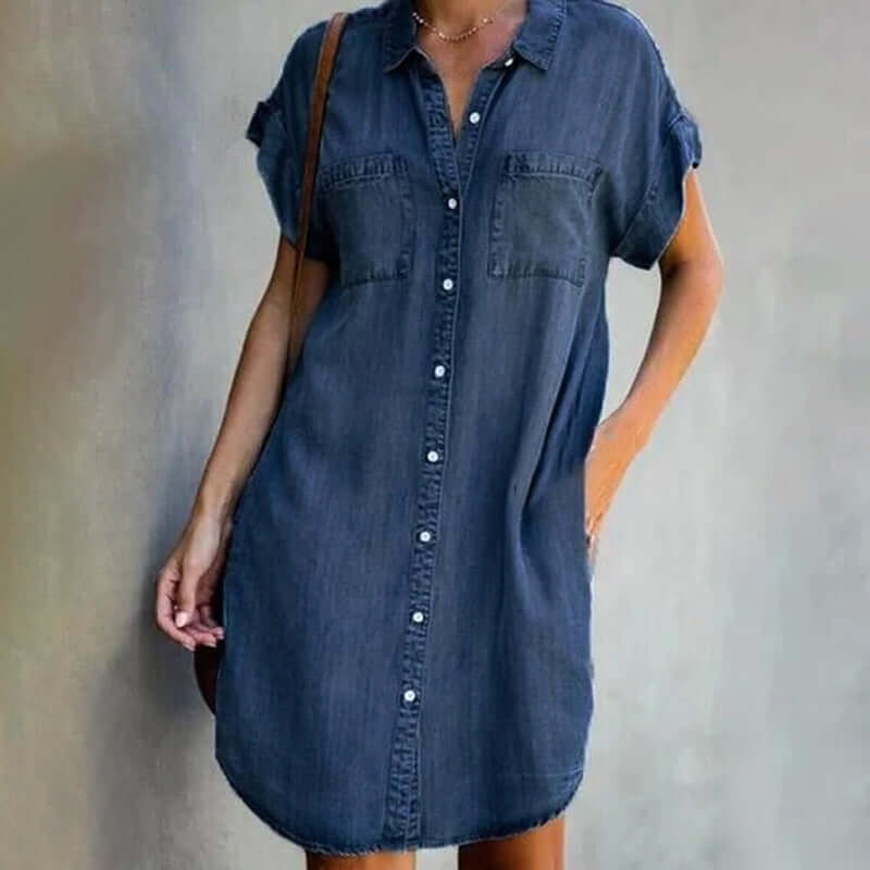 Valerie™ | Elegant Denim Dress with Tummy Coverage