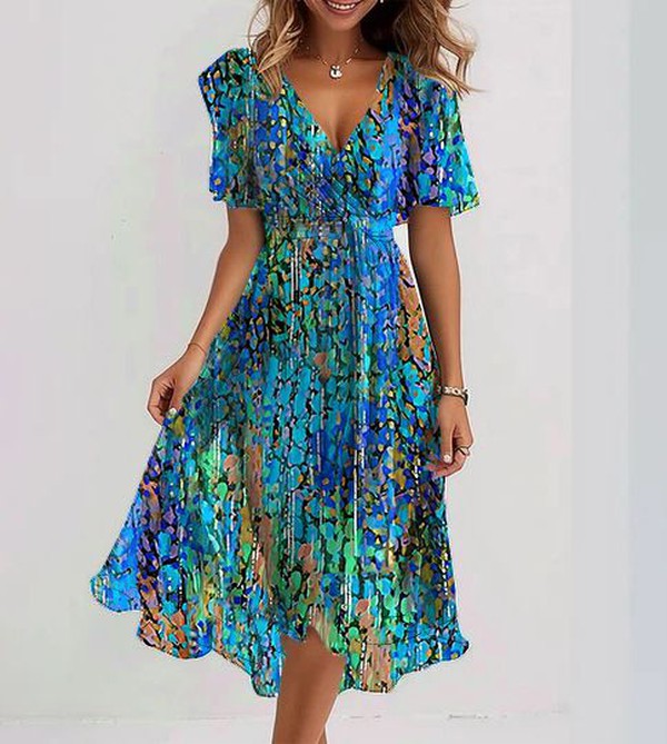 Chelsea™ | Flutter Sleeve Abstract Print Dress