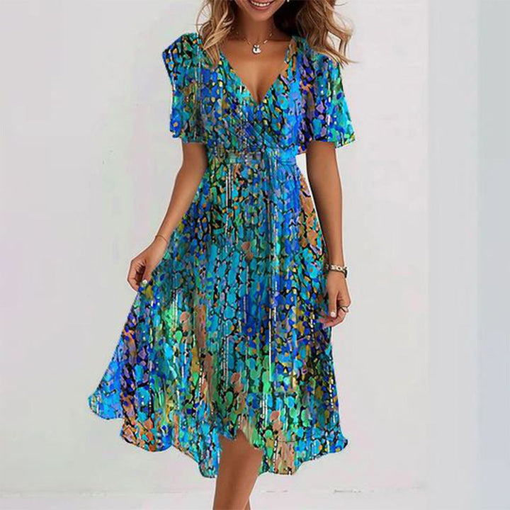 Chelsea™ | Flutter Sleeve Abstract Print Dress