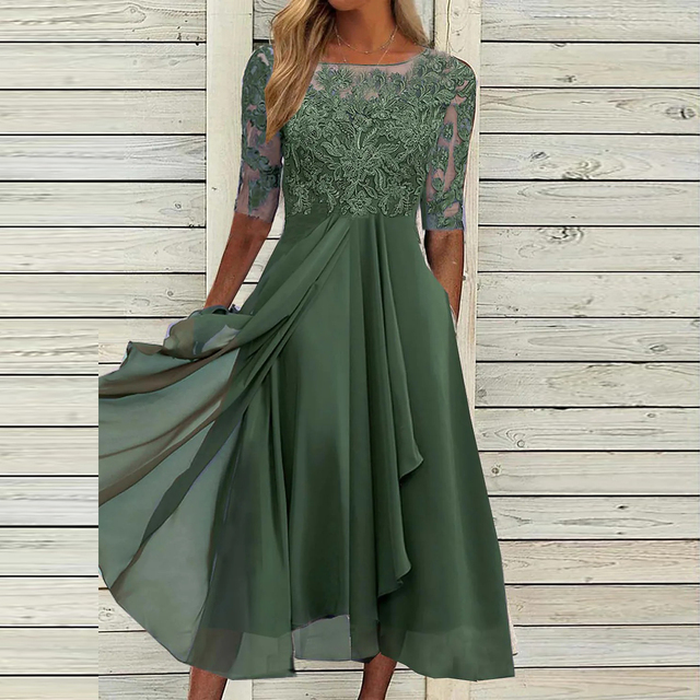 Lydia™ | Graceful Lace Midi Dress