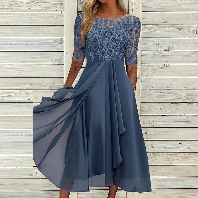 Lydia™ | Graceful Lace Midi Dress