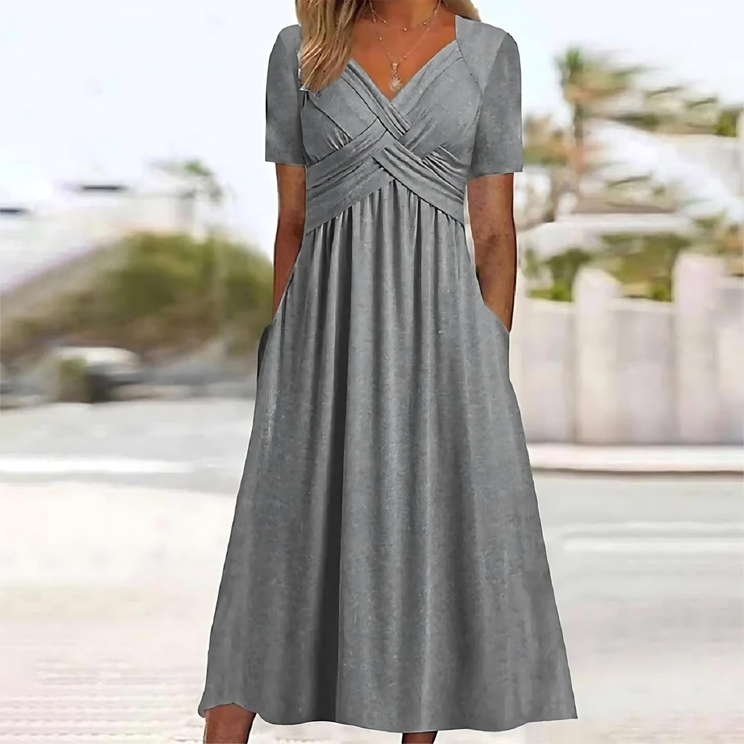 Elena™ | Midi Dress with Flattering Tummy Coverage