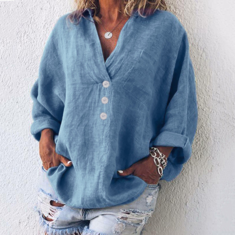 Maeve™ | Relaxed Cotton/Linen Button-Up Blouse