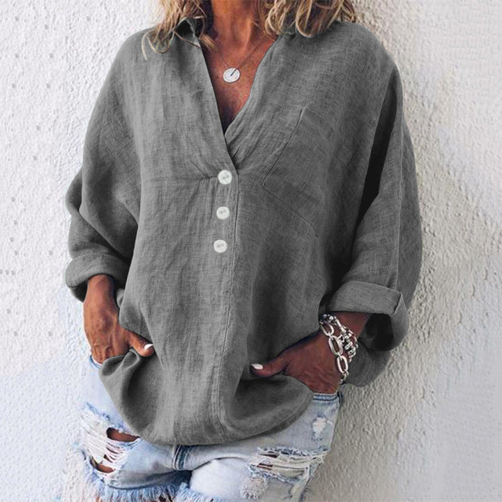 Maeve™ | Relaxed Cotton/Linen Button-Up Blouse