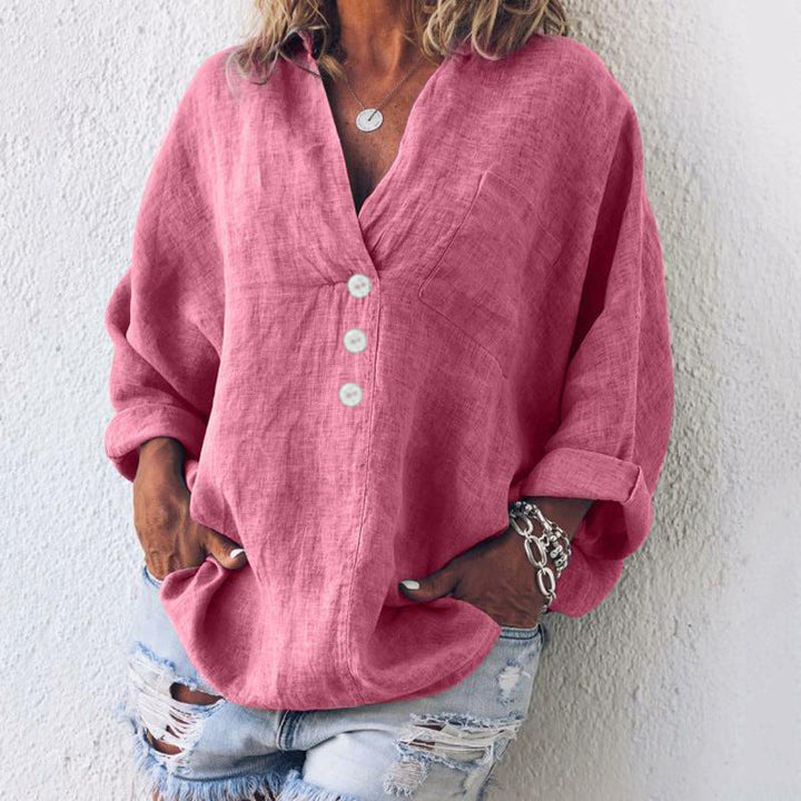 Maeve™ | Relaxed Cotton/Linen Button-Up Blouse